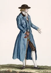 Herr im blauen Mantel, Platte aus 